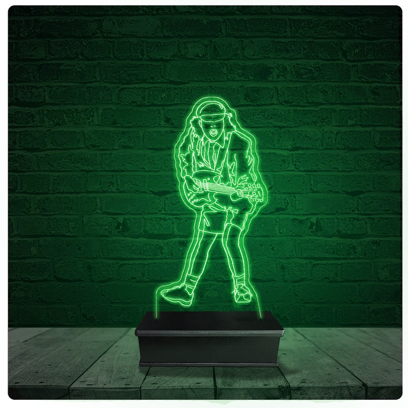 Luminária Abajur Acrílico Led - Angus Young AC/DC Banda 10