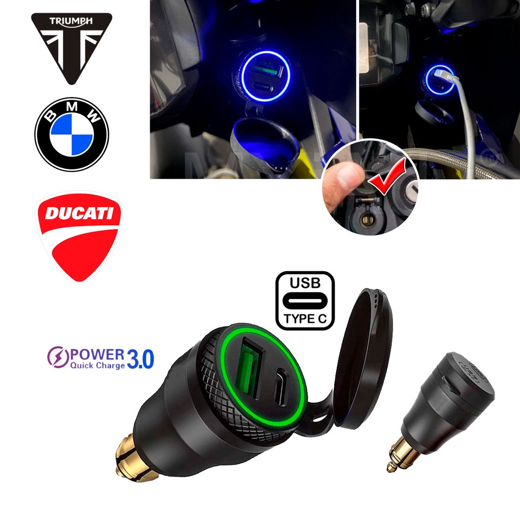 Tomada Para Carregar Celular Moto Triumph Tiger 800 900 1200 Bmw Ducati