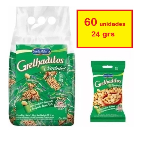 AMENDOIM 60x24g GRELHADITOS SANTA HELENA em Oferta na Shopee