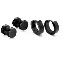 Kit 2 pares de brincos Falso alargador e Argola Masculino Feminino Unissex aço inox