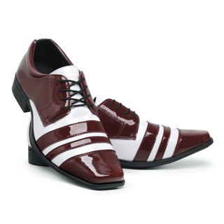 Sapato Social Masculino Italiano 840 Bordô Com Branco Conforto Casual Verniz Brilho Moderno em Oferta na Shopee