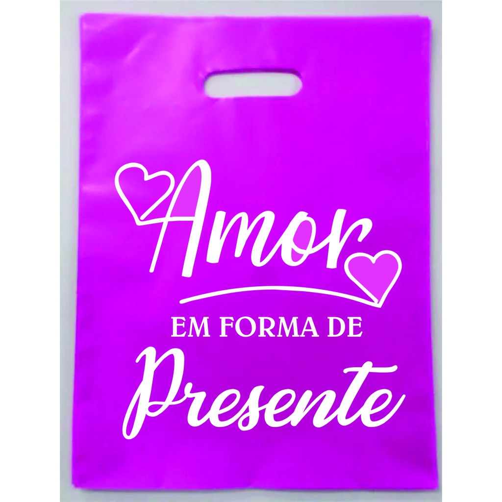 25 Sacolas plástica 16x21 Amor em Forma de Presente  - bijuterias - joias - lives - semi-jogias  - maquiagens  - perfumaria e outros
