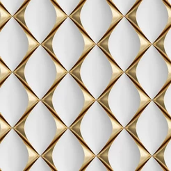 Papel De Parede Adesivo 3d Vinilico Losango em Tons de Branco e Gold