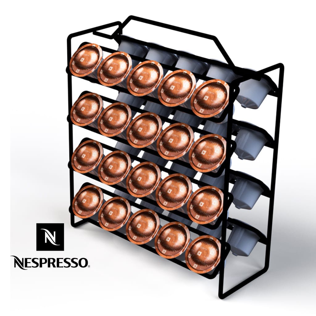 Suporte Preto Porta 40 Cápsulas Nespresso Organizador Display Aço