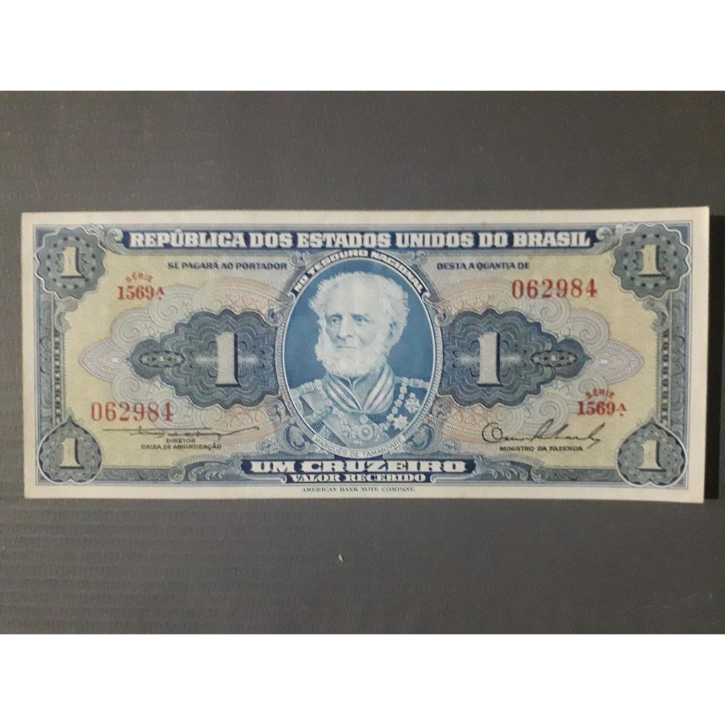 CÉDULAS BRASILEIRAS - 1 CRUZEIRO - 1 SERIE  [AZUL] MARQUES DE TAMANDARE] Osvaldo Euclides de Sousa Aranha