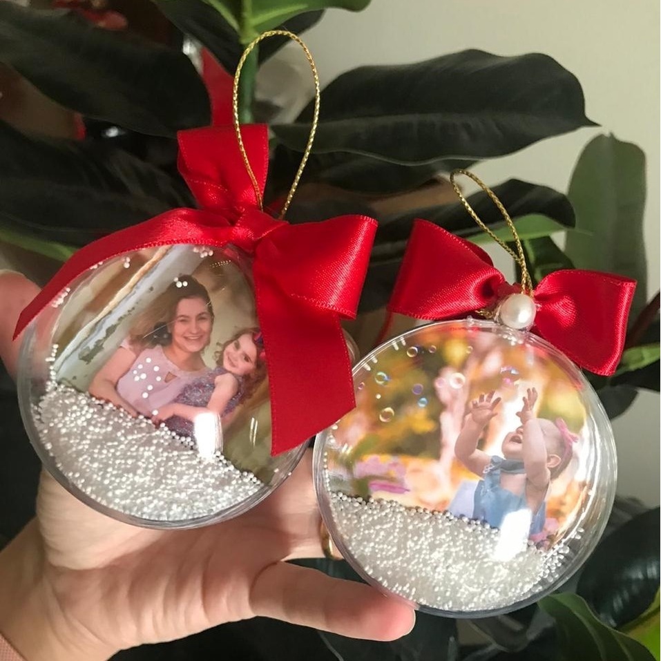 Bola De Natal Personalizada Com Foto Ou Frase e Caixas para presente