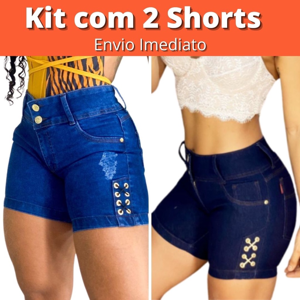 Kit 2 Bermuda Feminina Short Jeans Meia Coxa Com Lycra Bermuda Feminina Atacado