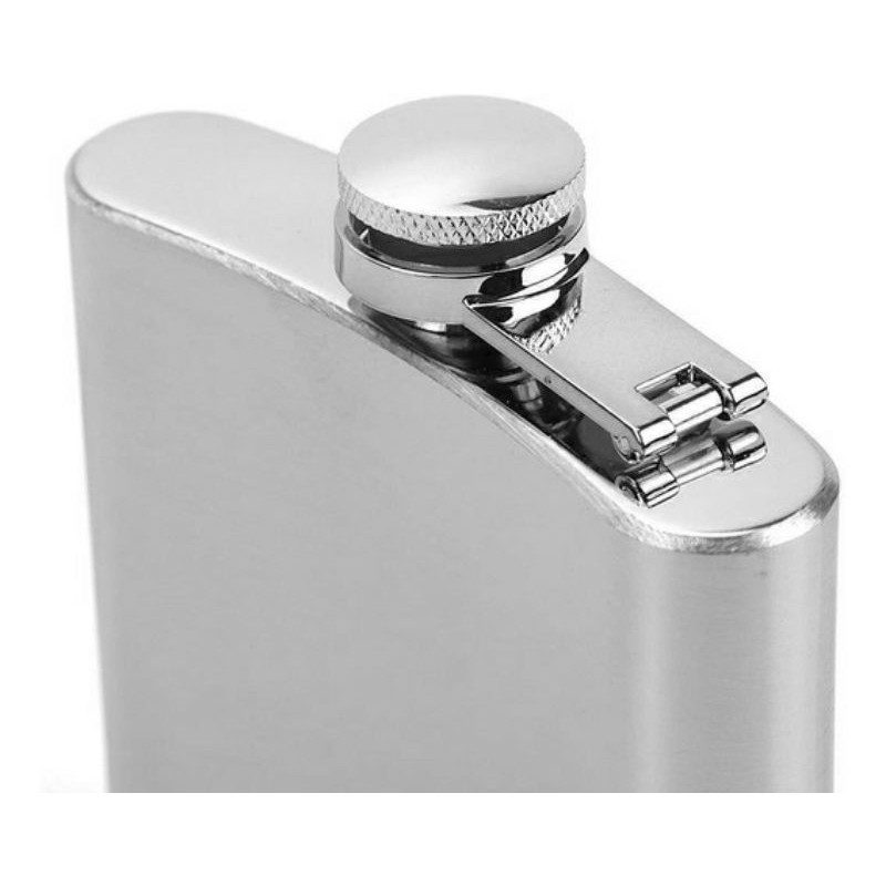Cantil Em Metal Inox 230 Ml escovado Garrafa Porta Bebidas Rum - Whisky - Vodka