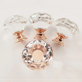 Kit 7 Puxadores Pegador Cristal 30mm Porta Gaveta Rose Gold