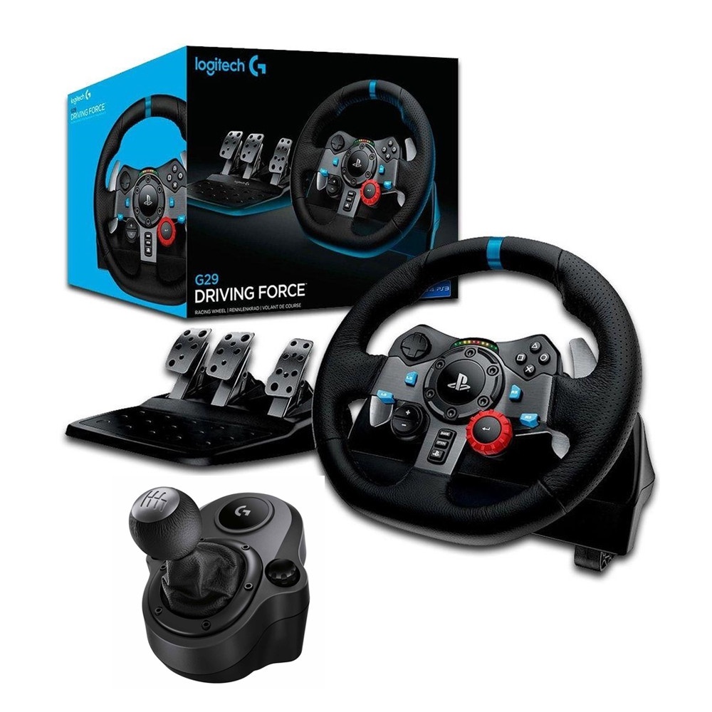 Volante Logitech G29 com pedal + Câmbio Driving Force Shifter para PS3