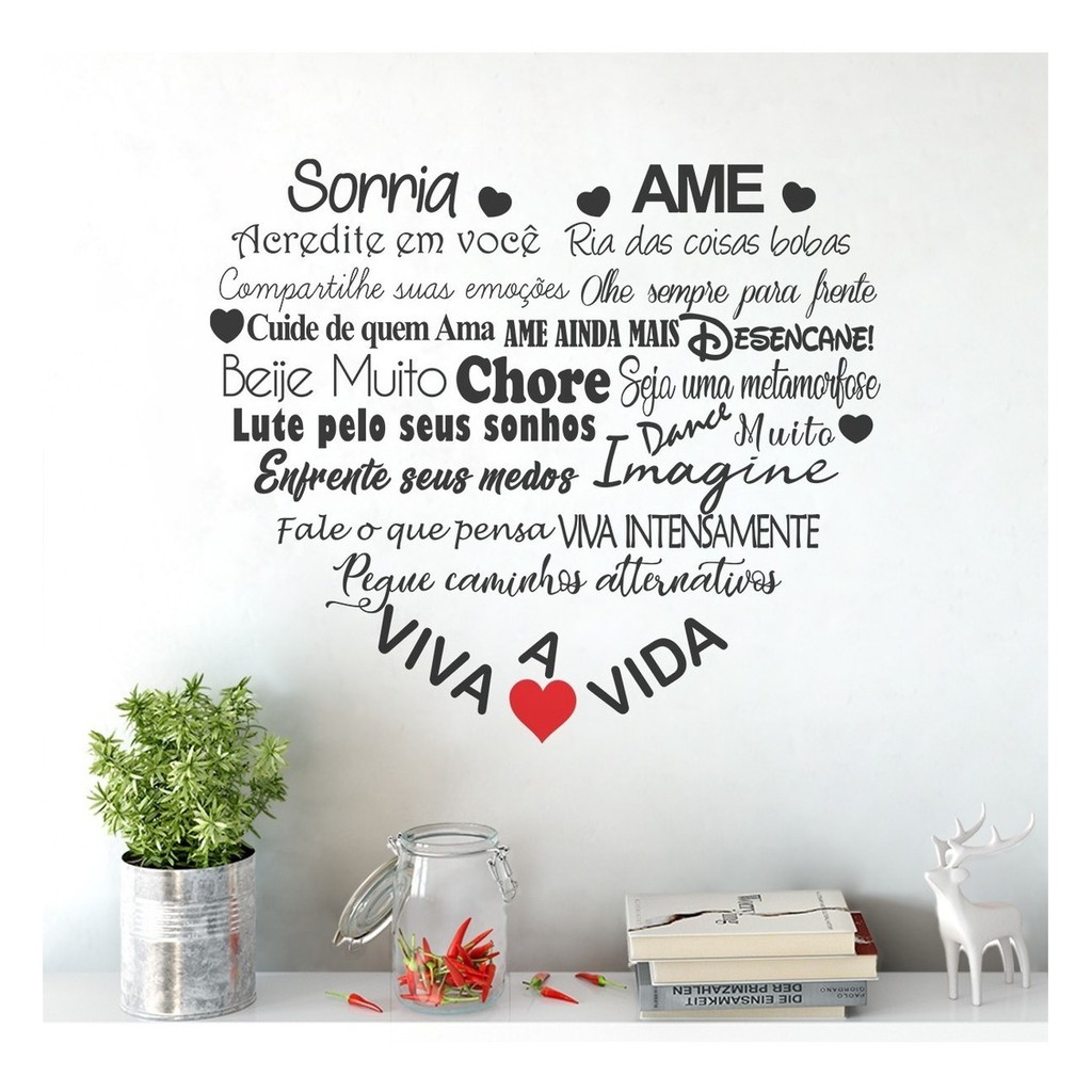 Adesivo Decorativo De Parede Frase Sorria Viva Ame A Vida em Oferta na Shopee
