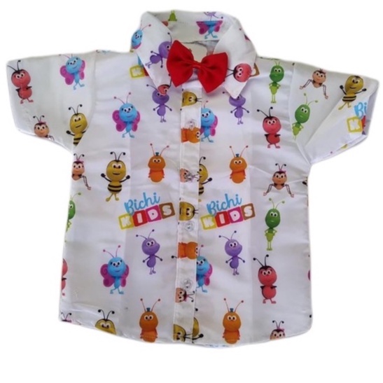 Camisa Temática BICHIKIDS infantil social menino com gravata