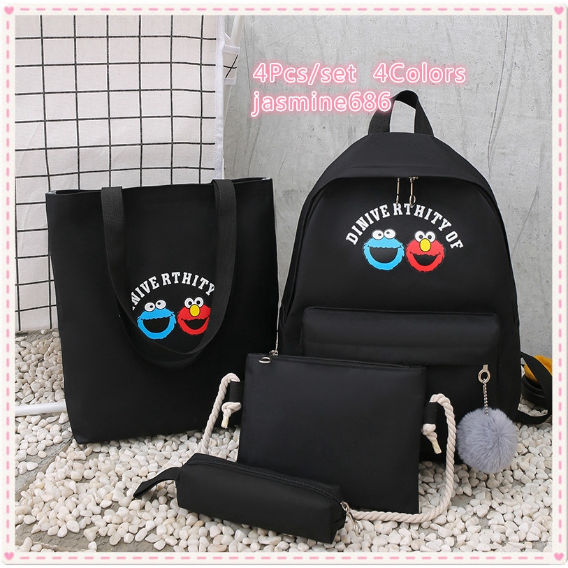 Ins 4pcs Cores Doces Coreano Ulzzang Meninas Saco De Escola De Viagem Mochila Estudante Estilingue Bolsa Embreagem Bol Shopee Brasil - azul estrelado criancas mochila roblox sacos de escola para