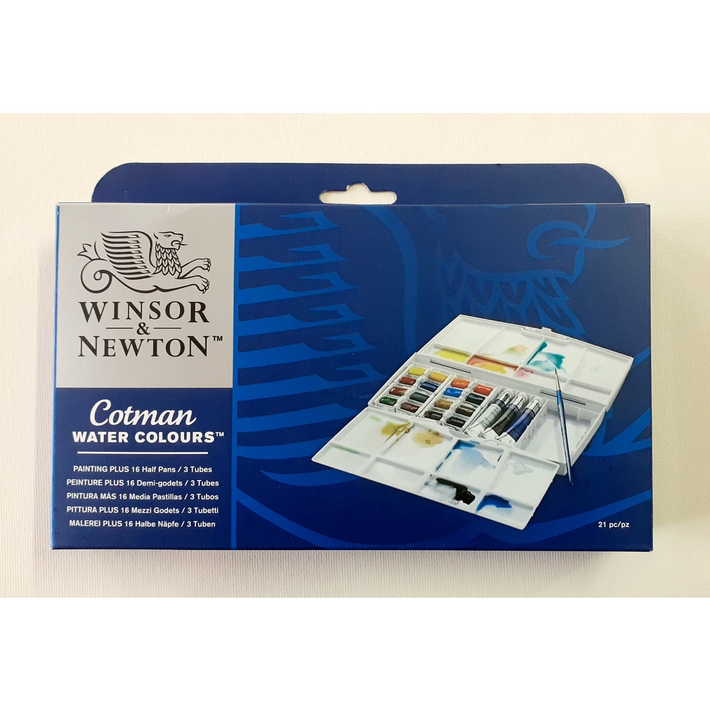 Aquarela Cotman Painting Plus Estojo com 16 Pastilhas e 3 Tubos Winsor e Newton Ref.0390375