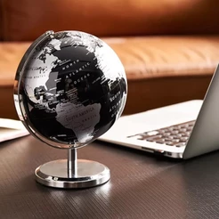 Globo Terrestre Giratório De Mesa Decoração Metal Luxo 19 Cm