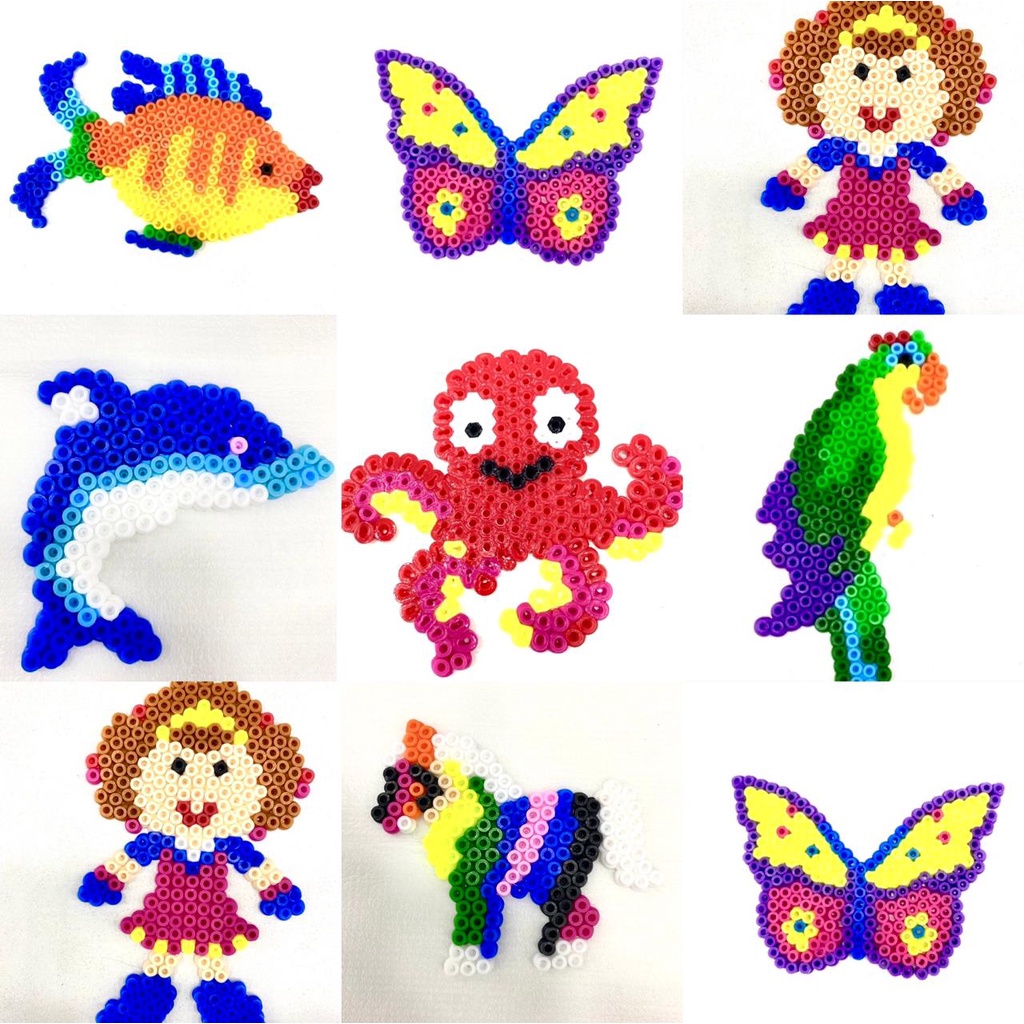Perler Hama Beads 5mm, PegBoard com formato + Pinça+ papel manteiga Pixel Art / Perler Beads / Hama Beads / Pixel Arte