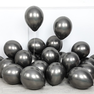 25 Unidades Balão Bexiga 5 Polegadas Preto Cromado Metalizado Alumínio Para Festas