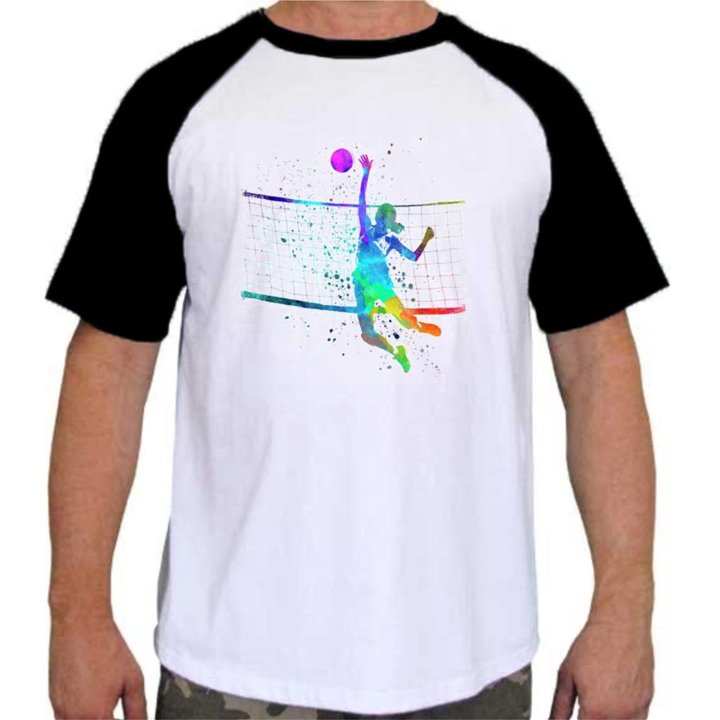 Camiseta Raglan Estampa Esporte Volei 33