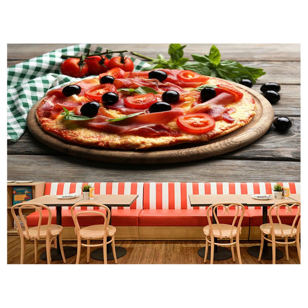 papel de parede Alimento Pizza Queijo 3D m² AL142