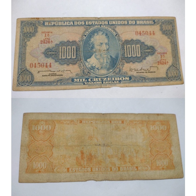 CEDULA DO BRASIL 1000 CRUZEIROS 1962 - C055 - MBC - Y3022