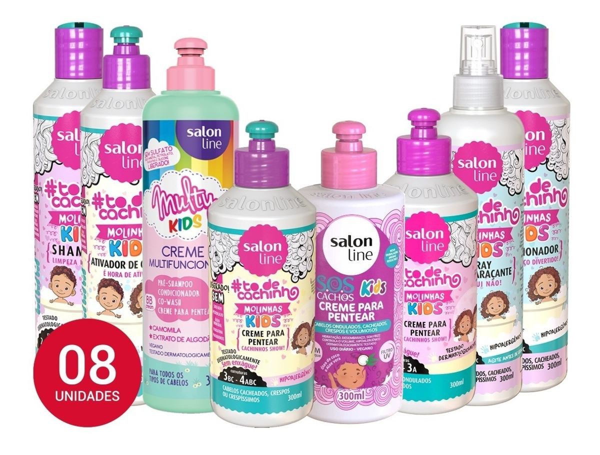 Kit Salon Line Sos Cachos Kids Infantil 09 Produtos Shopee Brasil