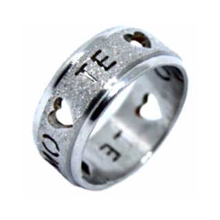 Aliança Aço Inoxidável 316 L De Coração Vazado Te Amo Prateada Jateada 6mm Compromisso Namoro