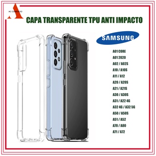 Capa Capinha Tpu Anti Impacto Transparente Para A01/A01 Core/A02/A02S/A03/A03S/A03 Core/A10S/A11/A12/A13/A20/A20S/A21S/A22/A23/A30S/A31/A32/A33/A51/A52/A53/A71/A72