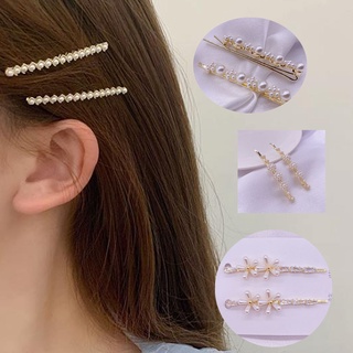 Kit 2 Grampo De Cabelo Elegante Com Pérolas De Strass/Estilo Coreano/Flor/Acessórios de cabelo de moda