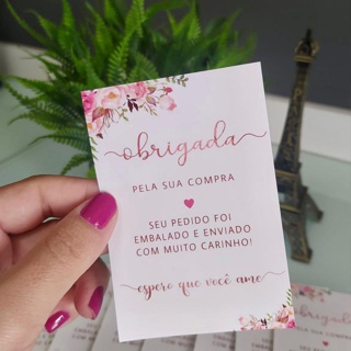 80 un Folhetos Motivacional | Cartão cliente | 10x7 | 90g | Obrigada pela compra rústico | Papelaria em Oferta na Shopee