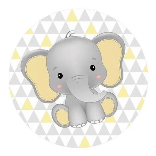 Painel Redondo Elefantinho Festa Elefante Baby 1,5x1,5 Mts Em Tecido C/elástico - PNR-987