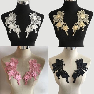 1 Par Aplique de Roupa Bordado Renda Gola Arranjo Ramo Flor