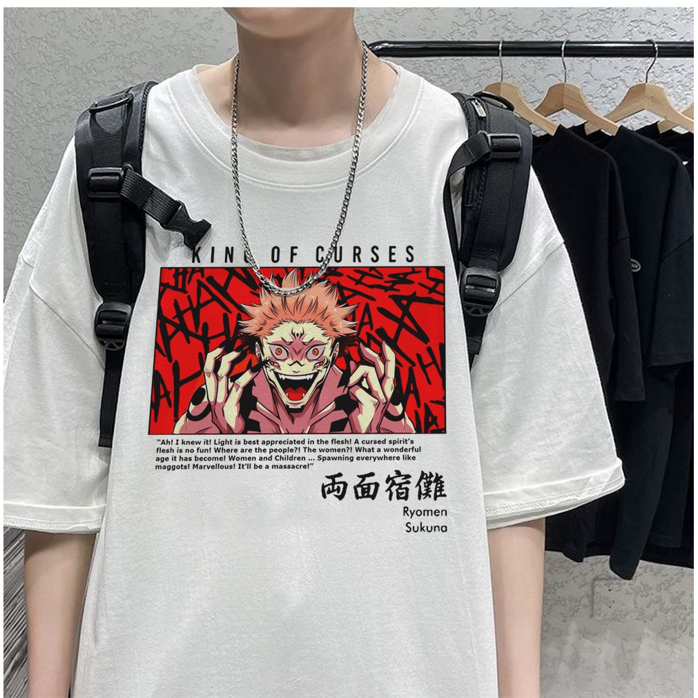 Camiseta Anime Branca Jujutsu Kaisen Sukuna Shopee Brasil 5825