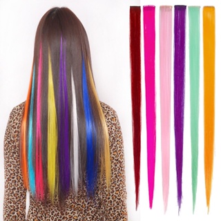 1 Pcs Moda Menina Colorido Sem Costura Pedaço Reta Longa Peruca De Cabelo Com Cor Clipe Pedaço De Extensão Do Cabelo em Oferta na Shopee