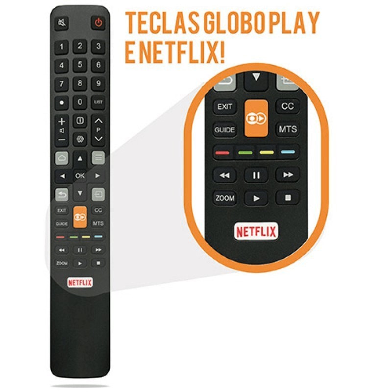 Controle Remoto Para TV Led TCL Smart 4K RC802N Globo Play / Netflix em Oferta na Shopee