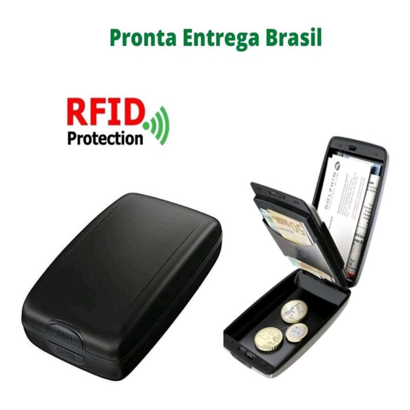 Carteira com Bloqueio RFID Slim Protect Rfid Bolso Pequeno Moedas Cabe ...