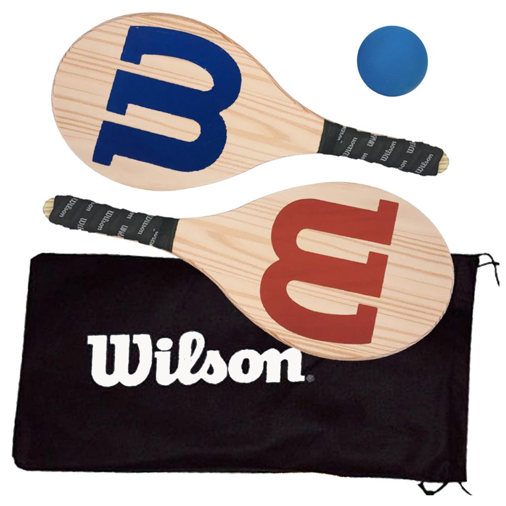 Kit Frescobol Logo Wilson 2 Raquetes + 1 Bola - Original Wilson
