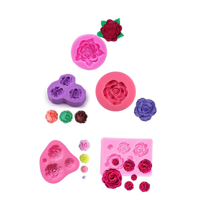 Molde de Silicone Rosas -Molde de Silicone Flores para Artesanato e Confeitaria