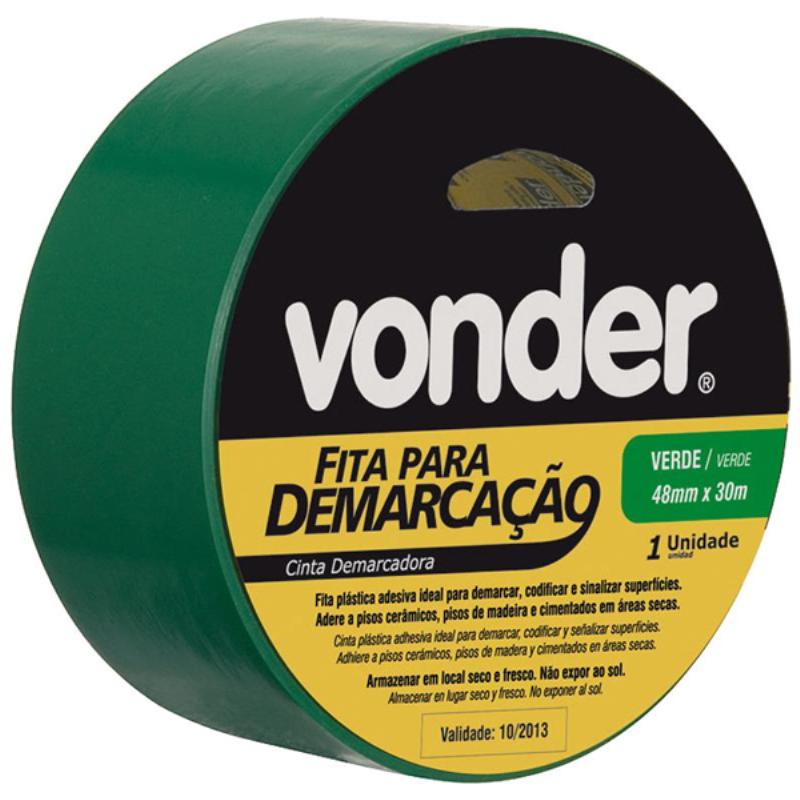 Fita para Demarcação de Solo VERDE 48 MM x 30 Metros VONDER em Oferta na Shopee