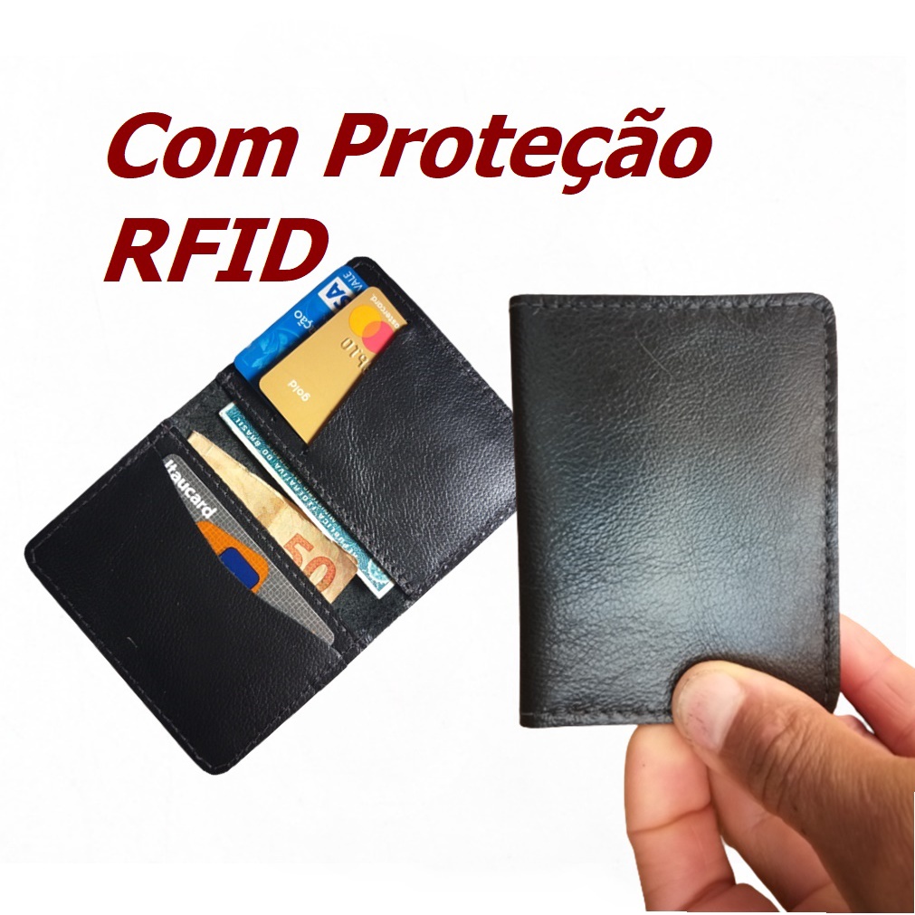 Porta Cartão Com Proteção Rfid Couro Legitimo