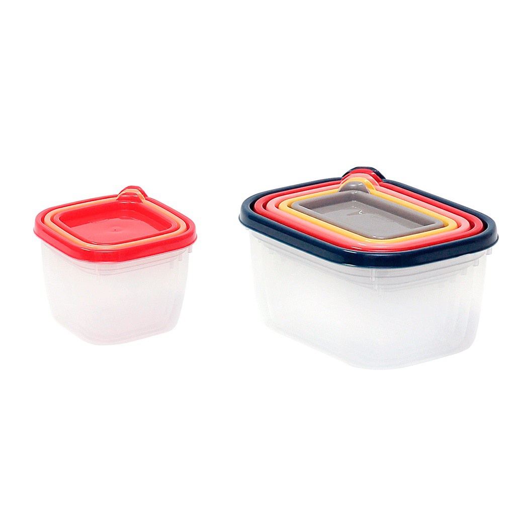8 Potes para mantimentos com tampas coloridas plástico plasútil Vasilha marmita tapoer tapuer tupperware tapware tapawer