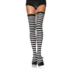 Meia Calça 7/8 Listrada Cosplay Preto e Branco Acessorio Carnaval Halloween Zebra