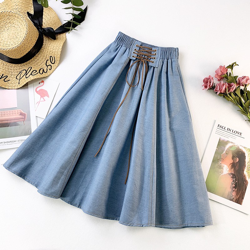 saia jeans plissada