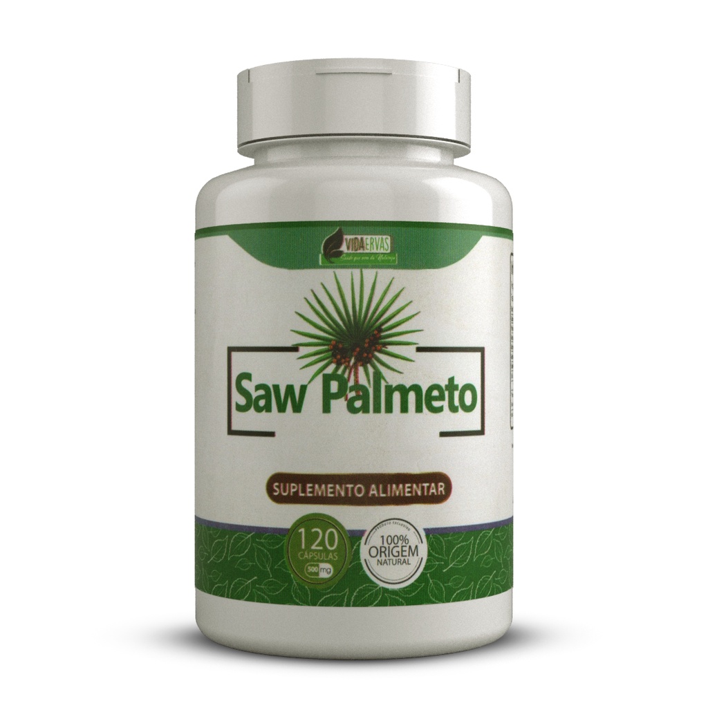 Saw Palmetto Puro 500mg 120 Cápsulas - Natural E Autêntico próstata renovada