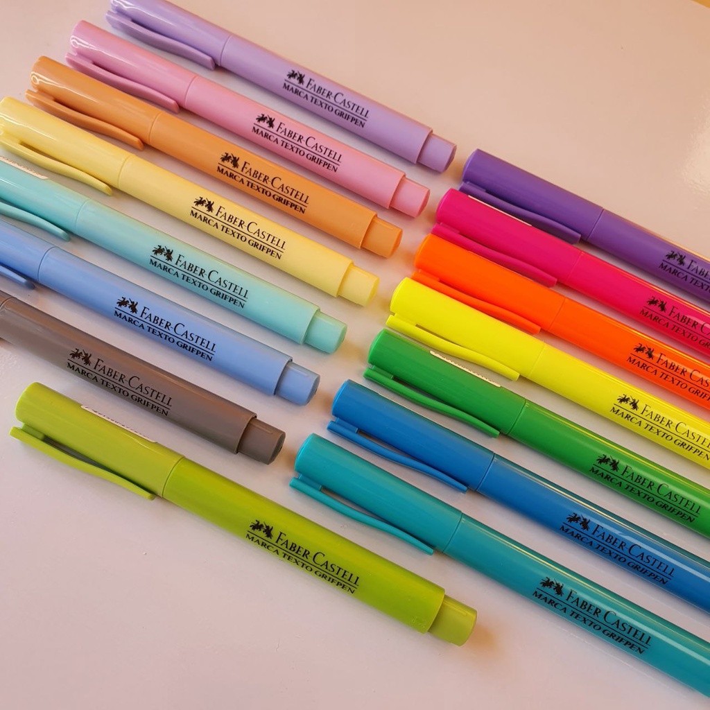 Marca Texto Grifpen Faber Castell Cores Novas Cores Pastel E Cores Neon Verde Água Verde 7626