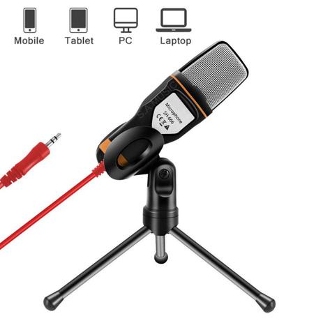 Microfone condensador p/ pc notebook youtuber gamer pronta entrega com tripe