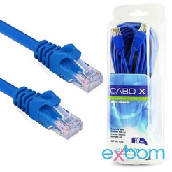 Cabo de Rede Patch Cord CAT5E RJ45 Azul Exbom 10 Metros