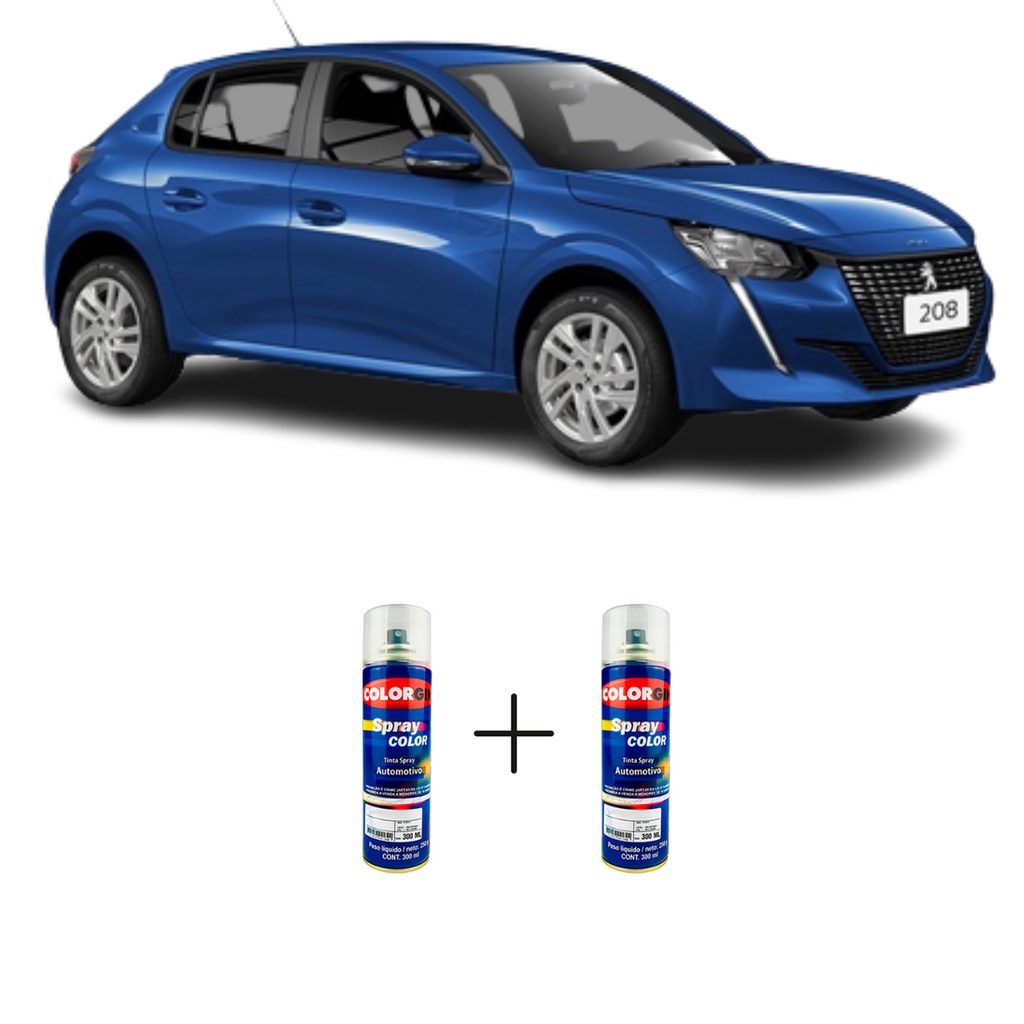 Tinta Spray Automotiva Azul Quasar - EQB Peugeot 300ml + Spray Verniz 300ml