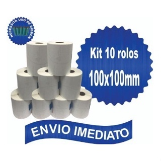 10 Rls Etiqueta 100x100 10x10 Couche Adesiva Zebra Argox em Oferta na Shopee