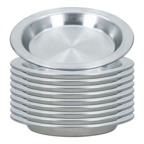 Kit com 10 peças de prato escolar em aluminio - 350 ml - 21 cm