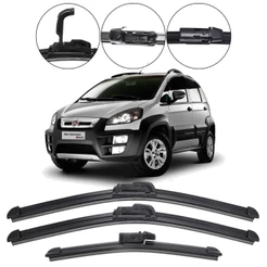 Kit 3 Palhetas Limpador Parabrisa Dianteiro + Traseiro Fiat Idea 2006 2007 2008 2009 2010
